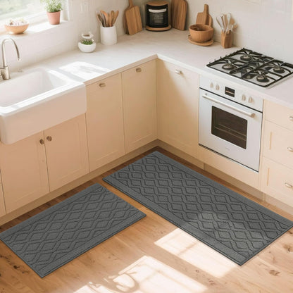48X20Inch/30X20Inch Kitchen Rug Mats,Grey | Made of Polypropylene 2 Piece Soft Kitchen Mat for Floor Specialized in anti Slippery and Machine Washable Kitchen Runner Rug8