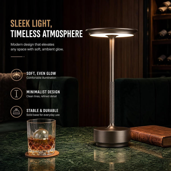 Rechargeable Table Lamp(Black), Cordless LED Desk Lamp with 5200Mah Battery, Touch Control, 3 Color Temperatures, Adjustable Brightness, Portable for Home, Hotel, Cafe & Camping5