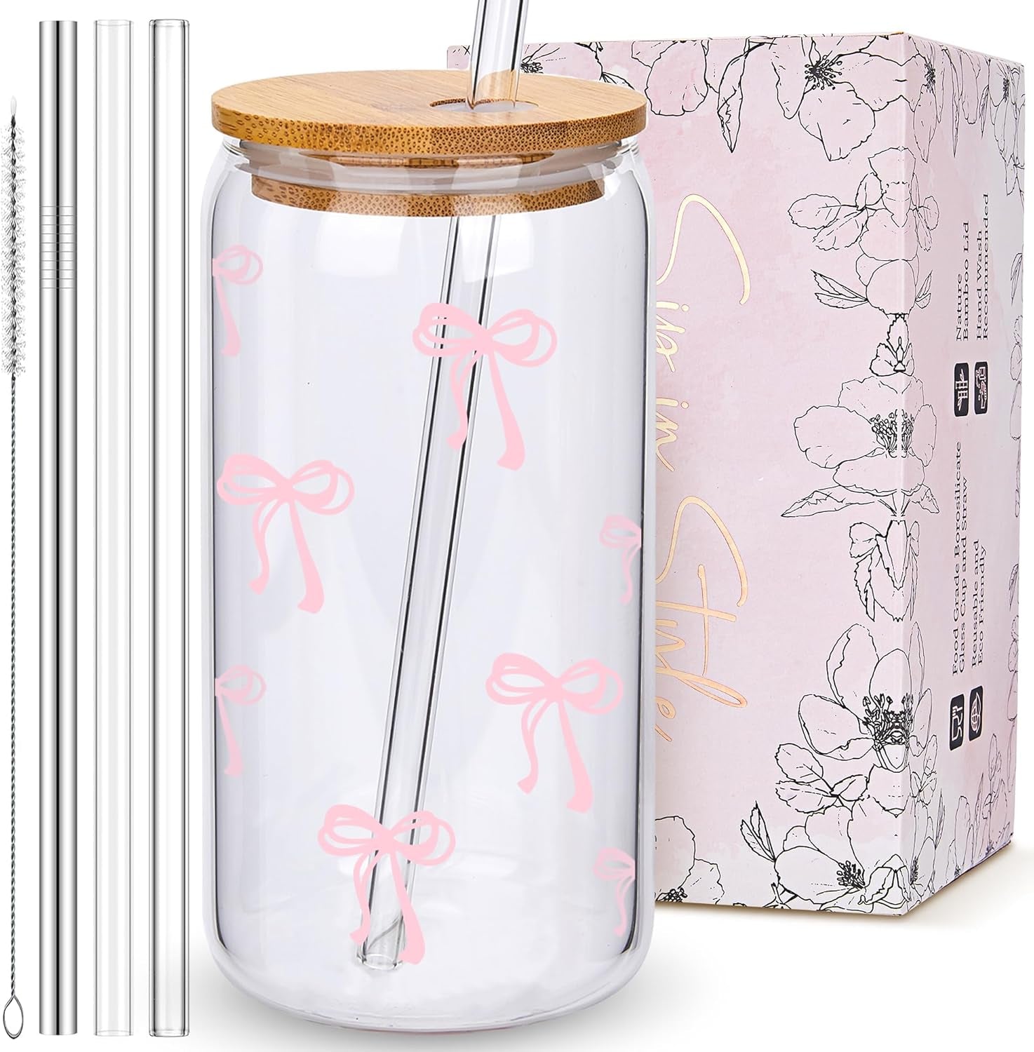 coquette-cute-pink-bow-glass-cups-with-lids-and-straws-aesthetic-iced-coffee-matcha-cup-girly-preppy-design-tumbler-mug-valentines-christmas-birthday-gifts-for-women-teen-girl-gifts-trendy-stuff