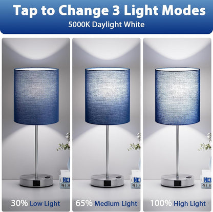Touch Lamps for Bedroom Set of 2 - Dimmable, USB C+A, AC Outlet3