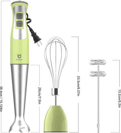 3-In-1 Immersion Hand Blender - Puree Food, Smoothies and Soups | 8-Speed Handheld Blender, Pure Copper Winding Motor, 5.2 Feet Power Cord, 4-Point Ice Crush SS Blade, Egg Whisk, Milk Frother6