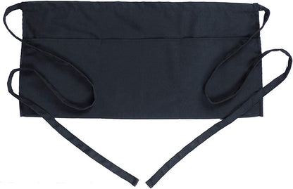 Waist Apron with 3 Pockets - Black Waitress Waiter Server Short Aprons1
