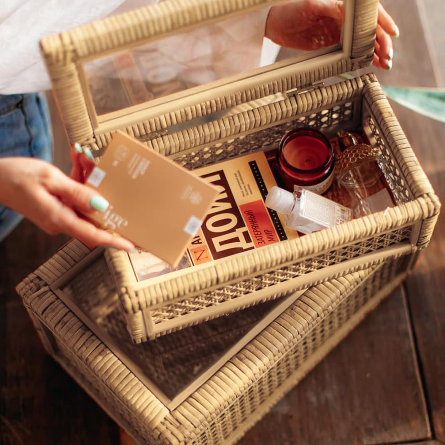large-handwoven-boho-rattan-display-boxes-with-glass-lids-set-of-2-rectangular-decorative-storage-bins-natural-woven-cane-home-decor-organizers-15-55-x-9-64-x-5-9-12-48-x-6-88-x-4-52