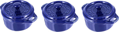 STAUB Ceramic Dutch Oven 3-Piece Mini round Cocotte, Dark Blue1