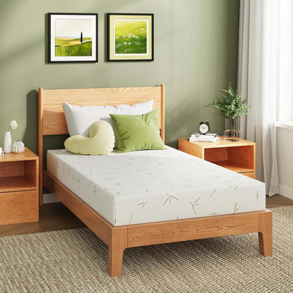 EGOHOME 8 Inch Twin Mattress Medium Firm, Green Tea Memory Foam Mattress | Cooling Green Tea Gel, Washable Removable Cover, Pressure Relief, Bed in a Box, Fiberglass Free, Certipur-Us Certified2