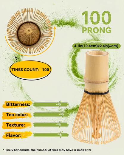 Matcha Whisk Set with 2-Pack Bamboo Matcha Whisk | Handcrafted Traditional Japanese Chasen, 100-Prong Matcha Stirrer Wisk Mixer Brush for Authentic Matcha Tea Preparation3