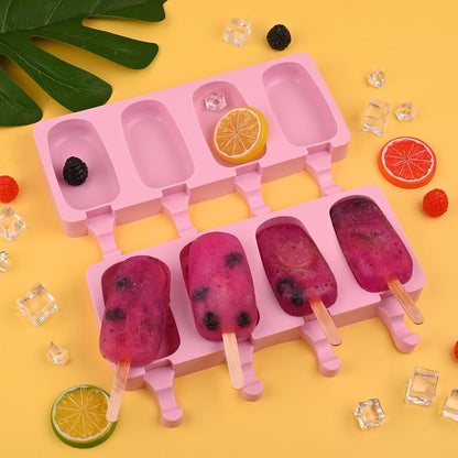 Popsicle Silicone Molds Set, 2 PCS Ice Cream Mold(Standard Size/Pink) | with 50 Wooden Sticks for Cake Pop, Ice Pop, Cakesicles2