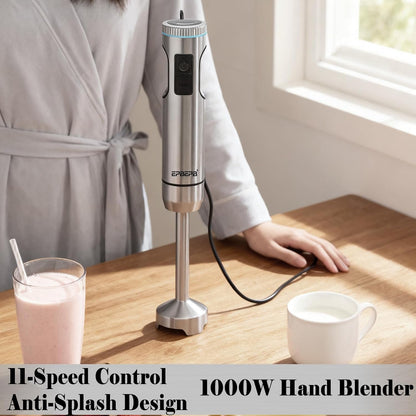 Handheld Immersion Blender 11-Speed, 1000W Immersion Blender with Anti-Splash Design, Stainless Steel Blade for Blending Soup, Smoothies, Mayonnaise,Making Food Is More Convenient3
