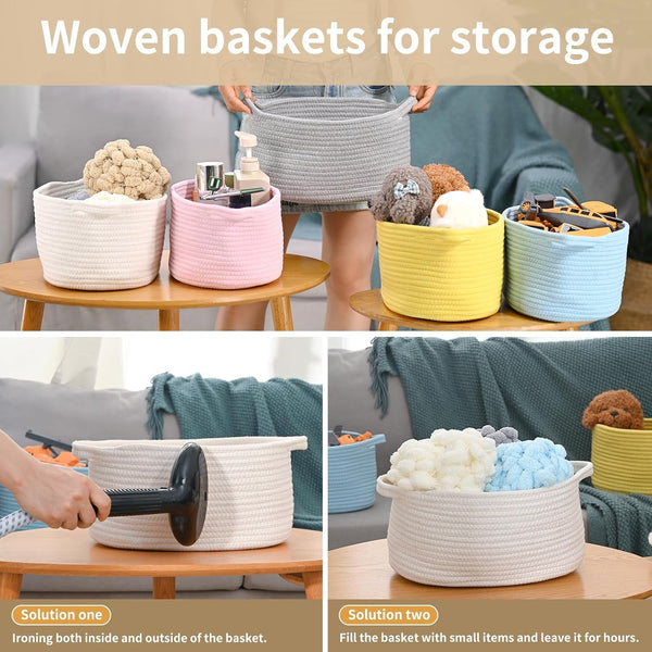 Medium Woven Cotton Rope Basket, Empty DIY Gift Basket for Burr8