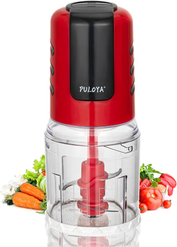 Mini Prep Food Processor 2 Cup Small Electric Food Chopper 2 Speed for Vegetables, Meat, Fruits and Nuts with 4 Stainless Steel Blades, 400-Watt, Red1