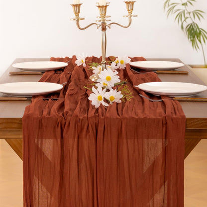 Fall Table Runner Terracotta Cheesecloth Boho Wedding Birthday Party5