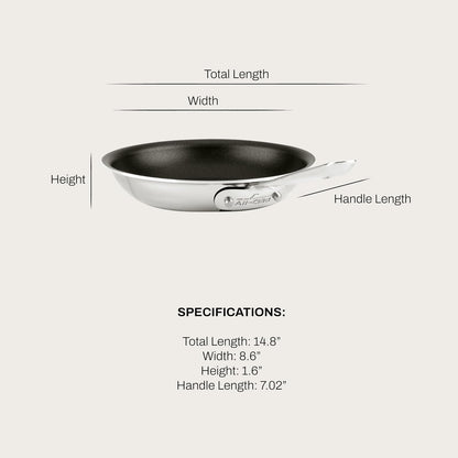 All-Clad D3 Pro Nonstick Stainless Steel 8" Fry Pan, Made in the USA | the Original Bonded Professional Cookware, Nonstick 8" Omelet Pan, Induction Compatible, Oven Safe up to 600F2