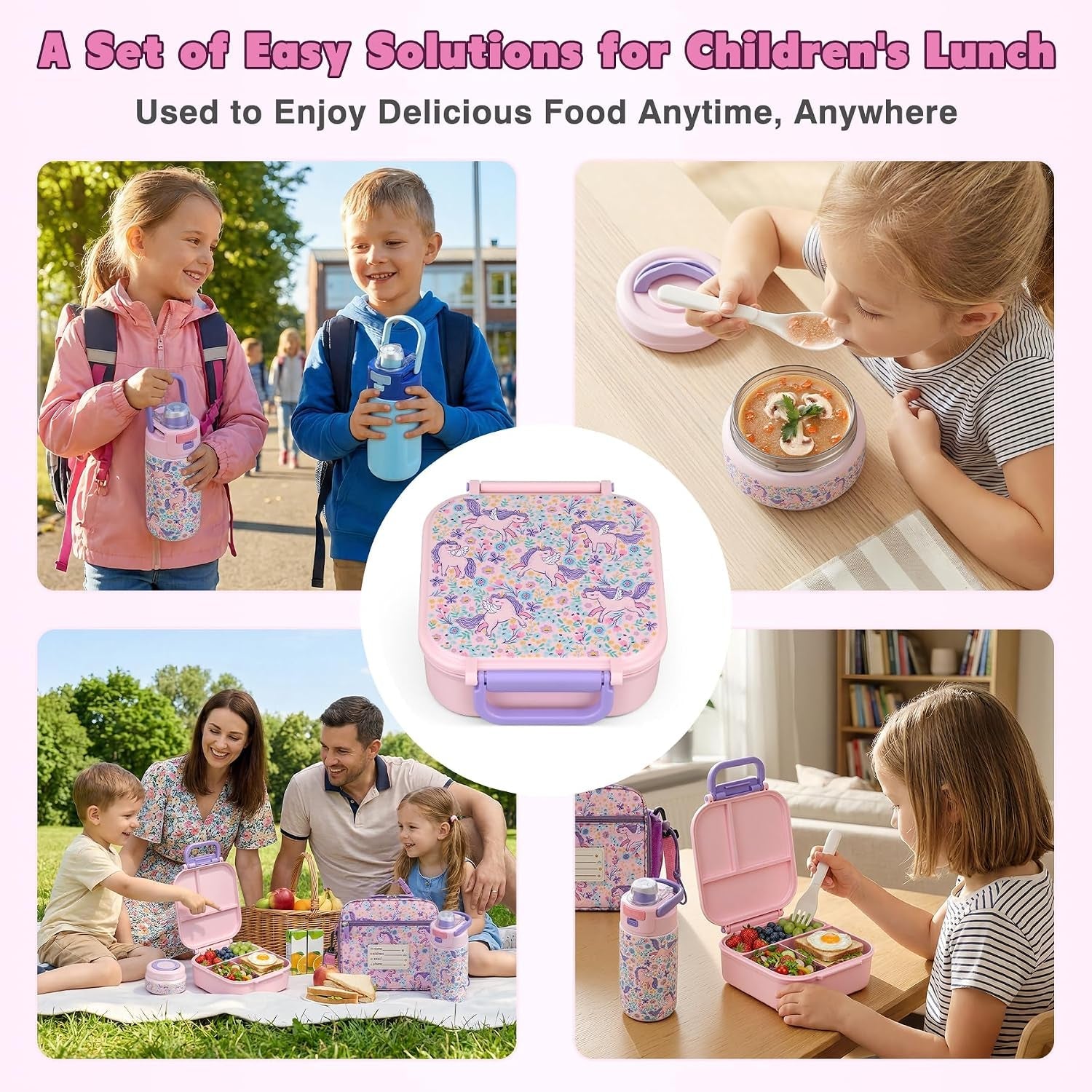 bento-lunch-box-for-kids-with-7oz-soup-thermo-insulated-stainless-steel-kids-water-bottle-with-straw-and-insulated-lunch-bag-leak-proof-lunch-food-container-with-ice-pack-for-schoolpink-horse
