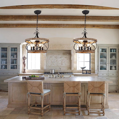 20" Wood Farmhouse Chandelier for Dining Room3