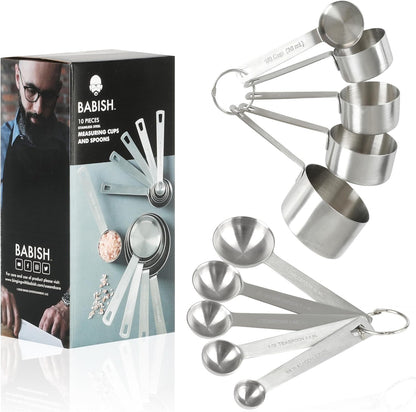 10-Piece Stainless Steel Measuring Cups and Spoons Set – Heavy-Duty, Rust-Resistant Baking and Cooking Measurement Tools1