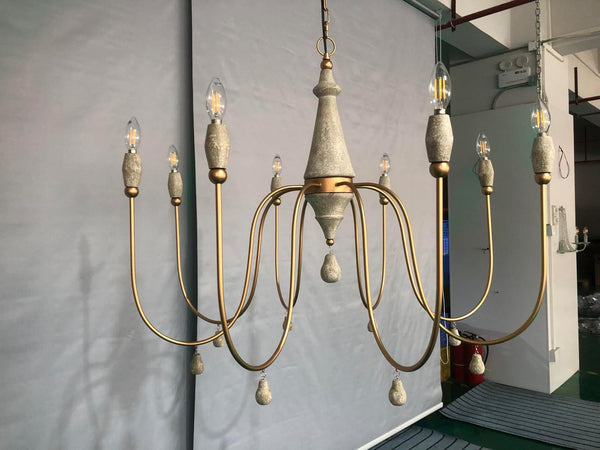 38.2" French Country Chandelier, Modern Farmhouse 8-Light Candle-Style Chandeliers Wood Pendant Light Fixture for Dining Room Living Room5