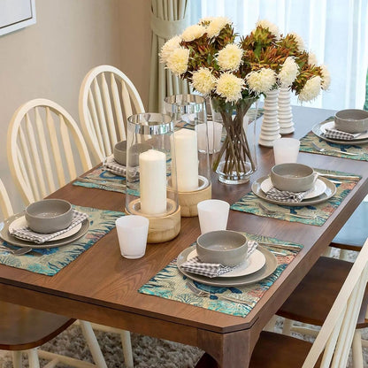 Nautical Placemats Set of 4, Ocean Coast Beach Theme Washable Non-Slip Heat Resistant Place Mats, Sea Turtle Seahorse Summer Linen Decoration Dinner Mat for Kitchen Dinner Party Decor4