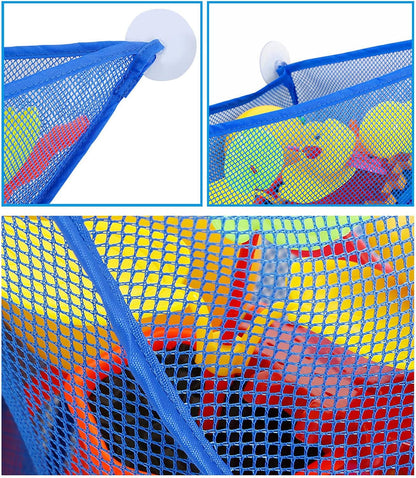 Bath Toy Organizer with 3 Strong Suction Cups Mounted Bath/Shower Caddy Storage Solution Bath Toy Storage Net & Bathroom Corner Shower Caddy Bag Bathroom Storage Bag4