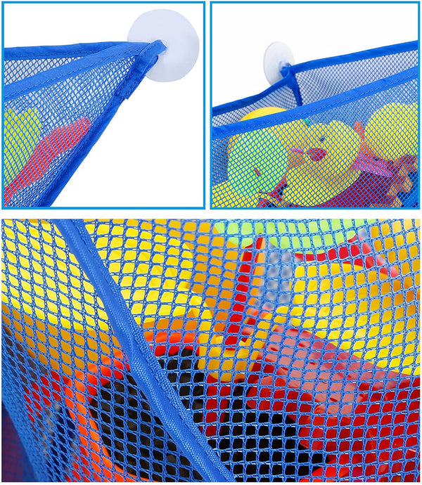 Bath Toy Organizer with 3 Strong Suction Cups Mounted Bath/Shower Caddy Storage Solution Bath Toy Storage Net & Bathroom Corner Shower Caddy Bag Bathroom Storage Bag4