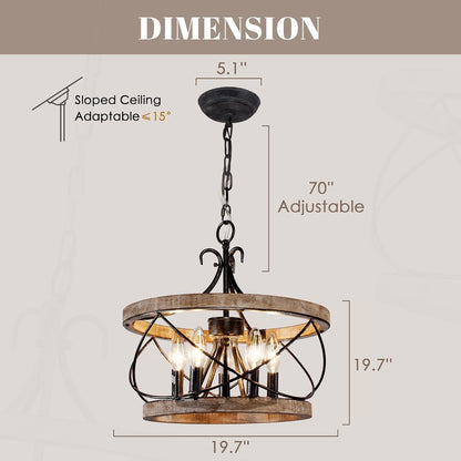 20" Wood Farmhouse Chandelier for Dining Room2