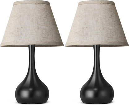 Touch Table Lamp for Bedroom Set of 2, 3-Way Dimmable Bedside Lamp for Nightstand, 17” Farmhouse Metal Desk Lamp with Linen Shade for Living Room, Kids Reading, Dorm, Home Office Decor, Bulb Included8