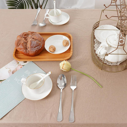 100% Pure Linen Tablecloth with Tassel, Boho Farmhouse Decor Natural Table Cloth for Rectangle Squaretables for Party, Picnic, Kitchen and Dining Room (Khaki, 53 X 53 Inches)5
