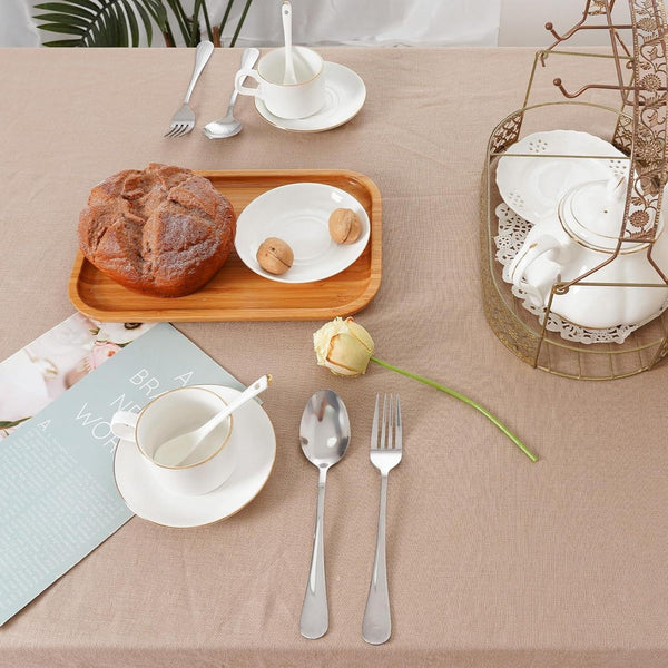100% Pure Linen Tablecloth with Tassel, Boho Farmhouse Decor Natural Table Cloth for Rectangle Squaretables for Party, Picnic, Kitchen and Dining Room (Khaki, 53 X 53 Inches)5
