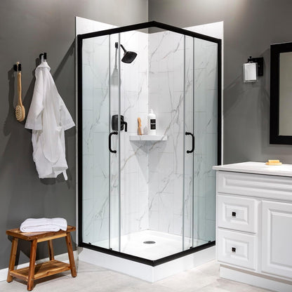 Vinyl Shower Shelf in Carrara Marble/Urban Glacier8
