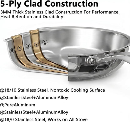 11-Piece 5-Ply Stainless Steel Cookware Set, Pots and Pans2
