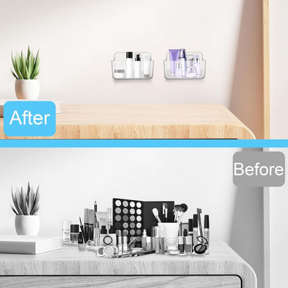 2-Pack Cabinet Door Organizer, Self Adhesive Bathroom Shelves, Clear8