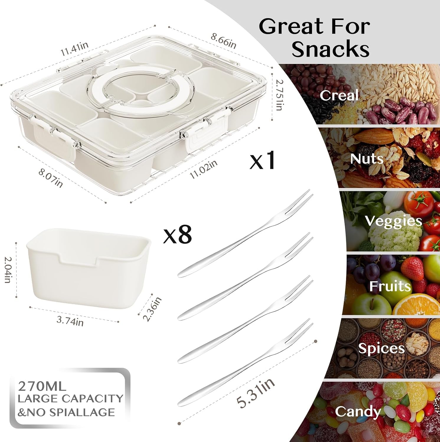 snackle-box-container-portable-snack-box-8-compartment-divided-serving-tray-with-lid-clear-storage-organizer-for-fruit-candy-nuts-veggie-perfect-for-road-travel-party