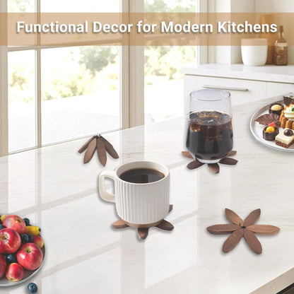 Wooden Tree-Shaped Coasters Set for Coffee Table, Kitchen5