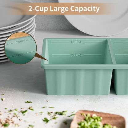 Silicone Freezer Tray for Soup Ice Cubes: 2-Cup Freezing Tray with Lid for Meal Prep - 2Pack Silicon Soup Portion Freeze Trays Make Stock Souped Ice Cube7