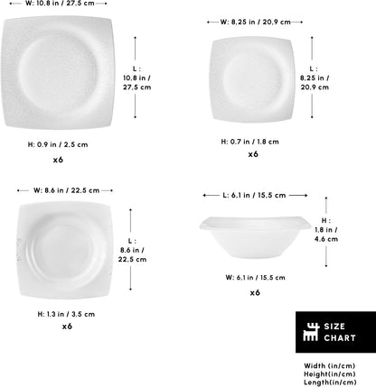 New Flava Bone China Dinnerware Set for 6, 24-Piece White Dinner Set, Lightweight & Durable Fine Bone China Plates and Bowls, Elegant Tableware for Everyday Dining and Special Occasions3