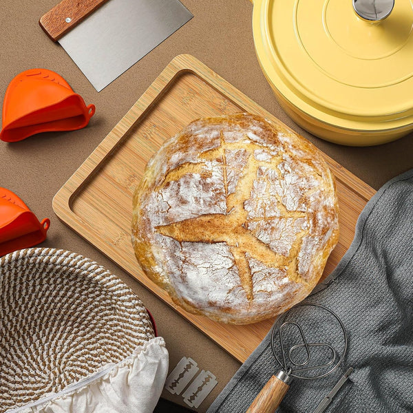 7 Pack Sourdough Bread Baking Supplies Kit Includes Dutch Oven for Bread Baking 5Qt Pan Pot, Bread Proofing Basket, Scoring Lame, Dough Whisk7