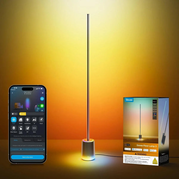 Govee Floor Lamp 3 with Luminblend+ Technology, 1000K-10000K Standing Lamp | Work with Matter, 2100Lm Modern Floor Lamps for Living Room, Bedroom, Office, Corner Lamp with Dynamic Scenes, Daysync1