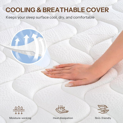 Hybrid Queen Mattress 10 Inch – Made in USA Medium Feel Queen Bed Mattress with Pocketed Coils & Cooling Gel Memory Foam, Reinforced Edge Support, Certipur-Us Certified, Bed in a Box, SE-10-Q6