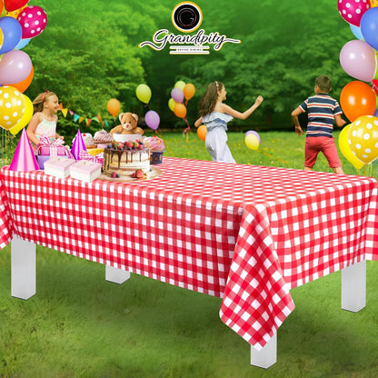 Plastic Table Cloth Disposable 12 Pack 54” X 108” Rectangle | Red Gingham Plastic Table Covers, Durable Disposable Tablecloths, Fade and Tear-Resistent Table Cover for Party, Event6