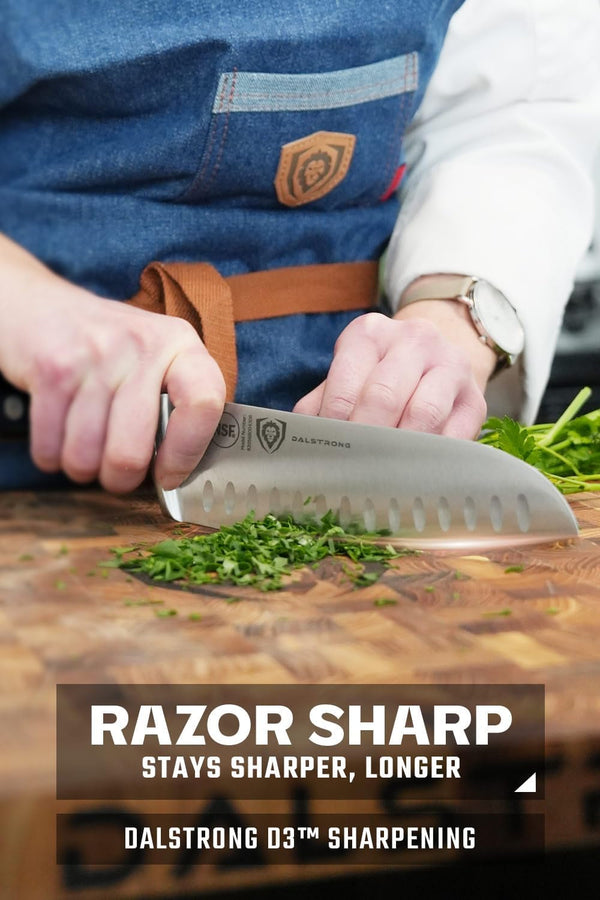 Santoku Knife - 7 Inch - Gladiator Series ELITE - High Carbon German Steel - Sheath Included - Razor Sharp Kitchen Knife - Asian Vegetable Knife - NSF Certified2