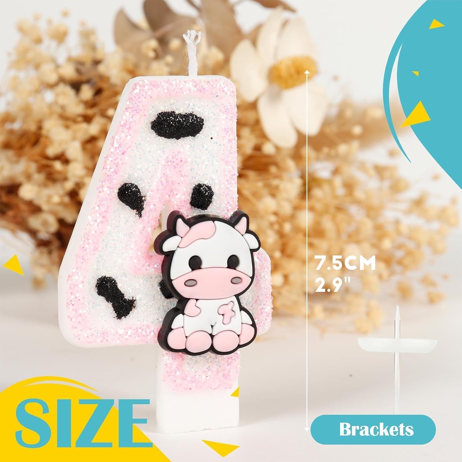 pink-cow-glitter-birthday-candles-number-1-birthday-decorations-holy-cow-im-one-birthday-decorations-number-1-candle-for-cake-cowgirl-theme-number-candle-for-girls-first-1st-birthday-party-decor