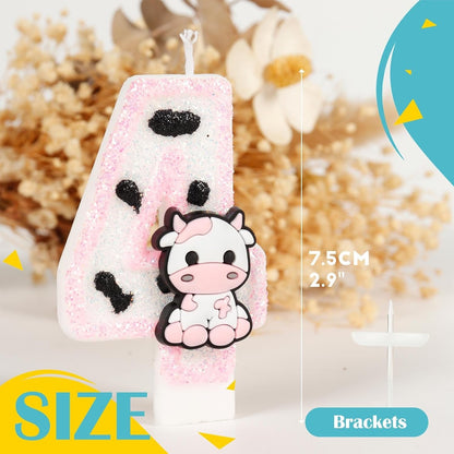 Pink Cow Glitter Birthday Candles Number 1 Birthday Decorations, Holy Cow Im One Birthday Decorations, Number 1 Candle for Cake, Cowgirl Theme Number Candle for Girls First 1St Birthday Party Décor2