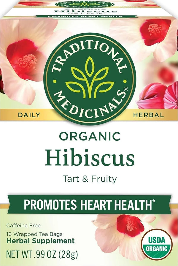 Organic, Hibiscus Tea - Supports Normal Heart Health & Cardiovascular Wellness - Kosher, Non-Gmo, Caffeine-Free, Compostable - 16 Tea Bags | Supports Immune Function, Kosher, Non-Gmo, Caffeine-Free, Compostable1