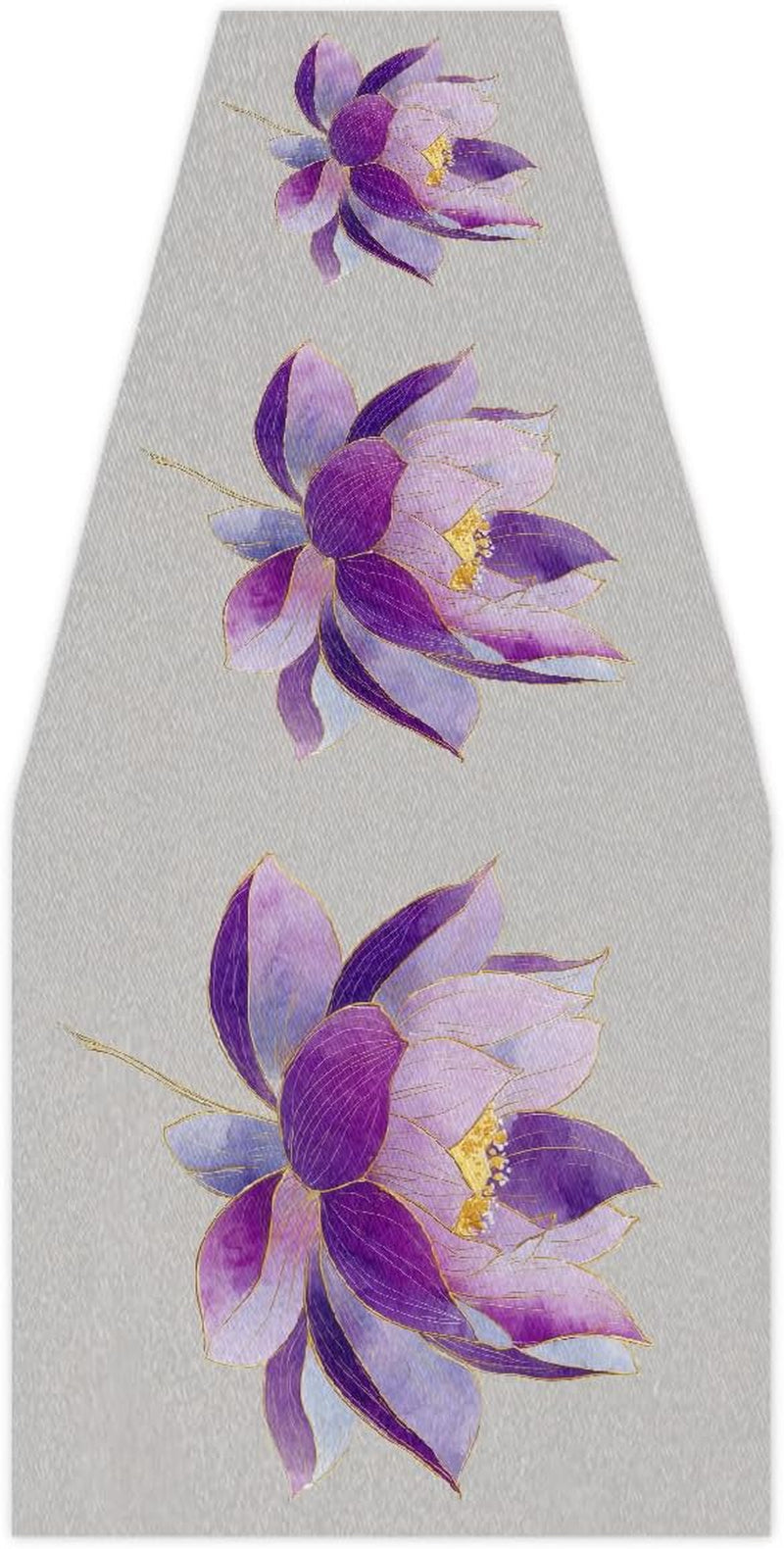 boho-purple-lotus-flower-gold-lines-table-runner-for-home-decor-13x70in