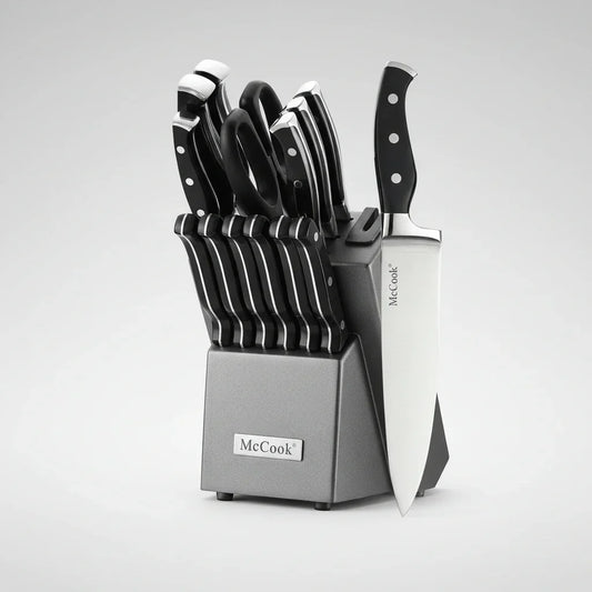 15-Piece Knife Set with Built-In Sharpener Block, Steel