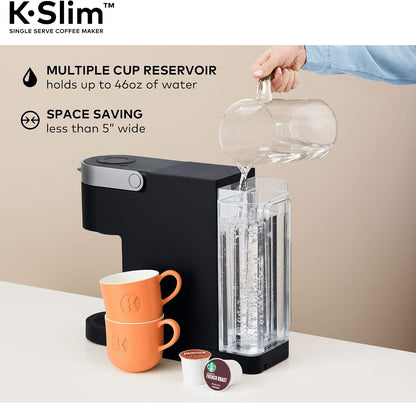 K-Slim Single Serve K-Cup Pod Coffee Maker, Multistream Technology, 3 Brew Sizes, Slim and Sleek Design, 46Oz Removable Reservoir, Black | Multistream Technology, 3 Brew Sizes, Sleek Design, Removable Reservoir6