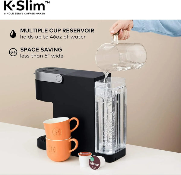 K-Slim Single Serve K-Cup Pod Coffee Maker, Multistream Technology, 3 Brew Sizes, Slim and Sleek Design, 46Oz Removable Reservoir, Black | Multistream Technology, 3 Brew Sizes, Sleek Design, Removable Reservoir6