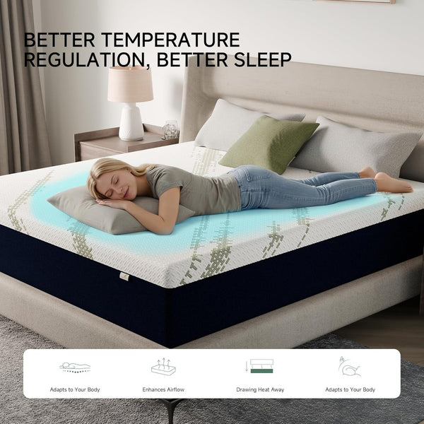 Queen Mattress 10-Inch for Cooler Sleep - Cooling Gel Memory Foam with Pressure Relief & Medium Firm Support, Cozy Comfort Queen Size Bed Mattress in a Box for Adults, Couples, Guest Rooms2