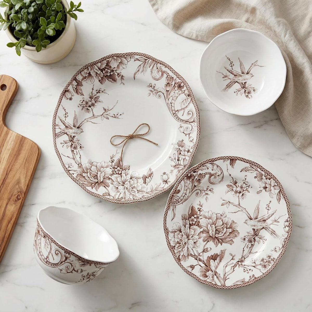 adelaide-brown-on-white-12-piece-dinnerware-set-service-for-4-big-dinner-plates-and-bowls-sets-durable-porcelain-microwave-and-dishwasher-safe-for-everyday-dining-entertainment