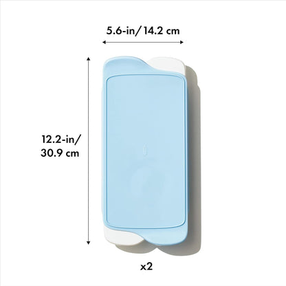 Good Grips Flexible Ice Cube Tray with Lid - 2 Pack, Blue & White | Spill-Proof Lid, Freezer Storage, Kitchen Accessory, Twist to Release, Easy for Stacking, Dishwasher Safe2