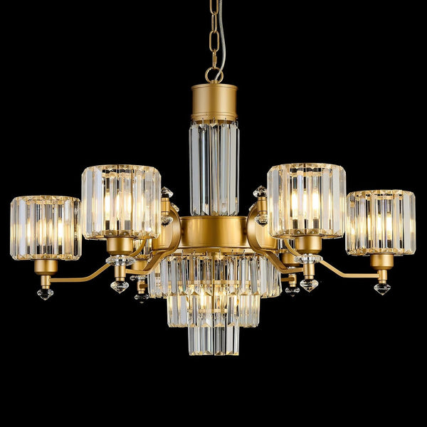 7-Light Modern Large Crystal Chandelier Gold Adjustable Hanging Pendant Light Vintage Farmhouse Ceiling Light Fixture for Living Room Dining Room Bedroom Foyer Entryway Staircase1